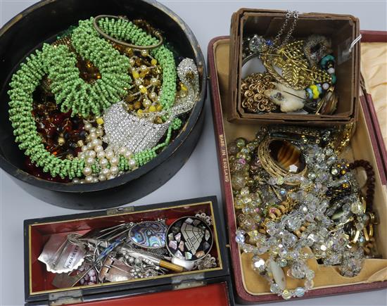 A quantity of mixed mixed costume jewellery including silver.